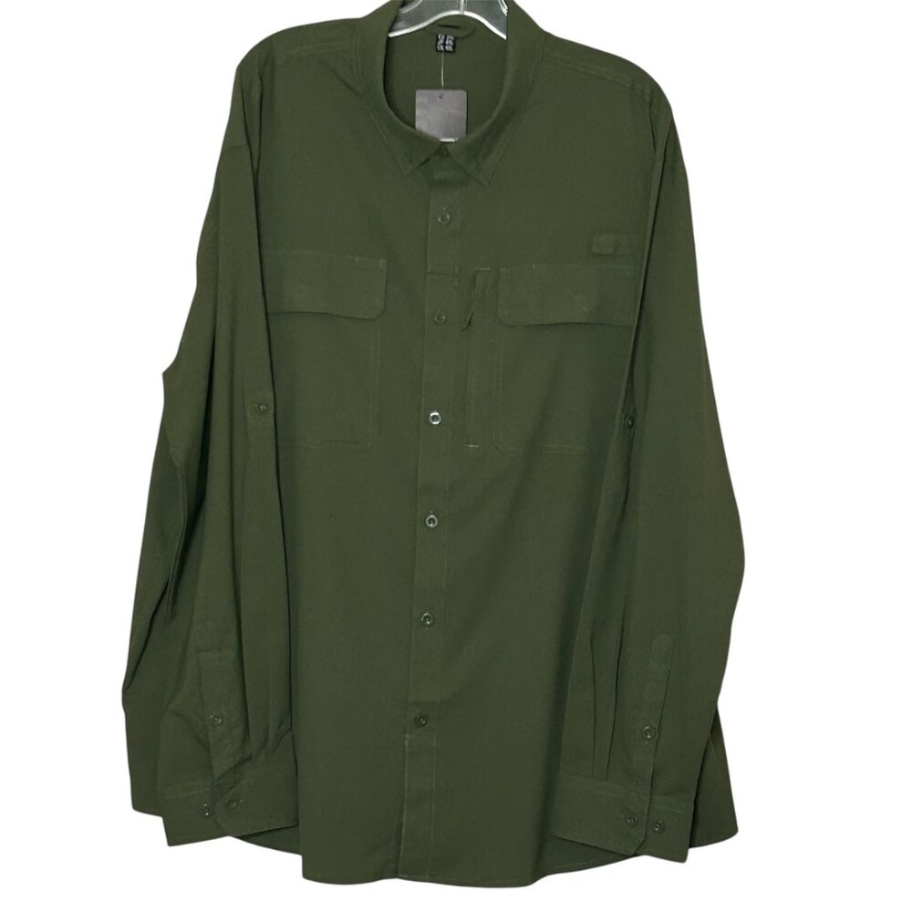 NWT TACVASEN Men's 2XL Lightweight UV Protection Long Sleeve Button Down Shirt